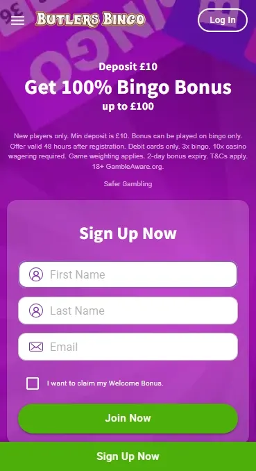 Butlers Bingo Casino — mobile